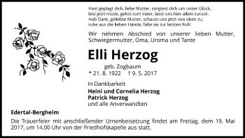 Traueranzeige von Elli Herzog von Waldeckische Landeszeitung