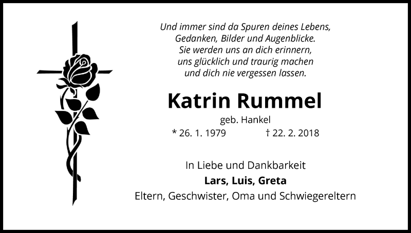 Traueranzeigen Von Katrin Rummel Trauer Wlz Online De