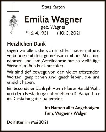 Traueranzeige von Emilia Wagner von WLZ