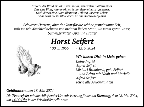 Traueranzeige von Horst Seifert von WLZ