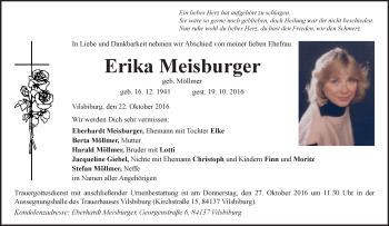 Traueranzeige von Erika Meisburger von Waldeckische Landeszeitung