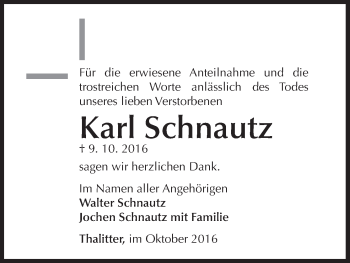 Traueranzeige von Karl Schnautz von Waldeckische Landeszeitung