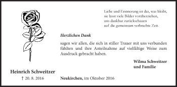 Traueranzeige von Heinrich Schweitzer von Waldeckische Landeszeitung