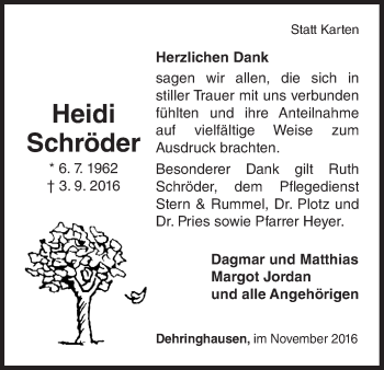 Traueranzeige von Heidi Schröder von Waldeckische Landeszeitung