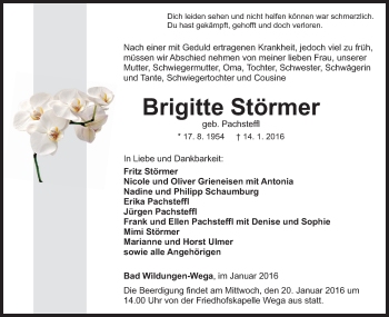 Traueranzeige von Brigitte Störmer von Waldeckische Landeszeitung