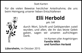 Traueranzeige von Elli Herbold von Waldeckische Landeszeitung