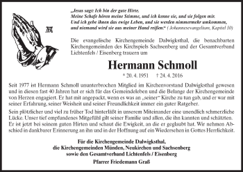 Traueranzeige von Hermann Schmoll von Waldeckische Landeszeitung