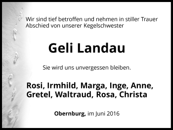 Traueranzeige von Geli Landau von Waldeckische Landeszeitung