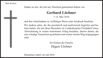 Traueranzeige von Gerhard Löchner von Waldeckische Landeszeitung