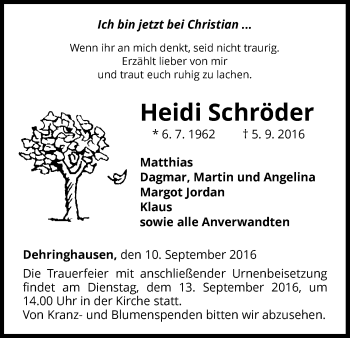 Traueranzeige von Heidi Schröder von Waldeckische Landeszeitung