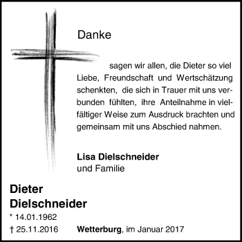 Traueranzeige von Dieter Dielschneider von Waldeckische Landeszeitung