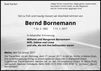 Traueranzeige von Bernd Bornemann von Waldeckische Landeszeitung