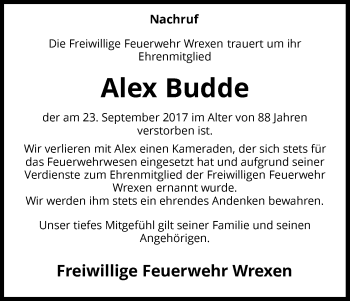 Traueranzeige von Alex Budde von Waldeckische Landeszeitung