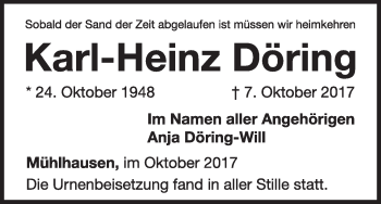 Traueranzeige von Karl-Heinz Döring von Waldeckische Landeszeitung