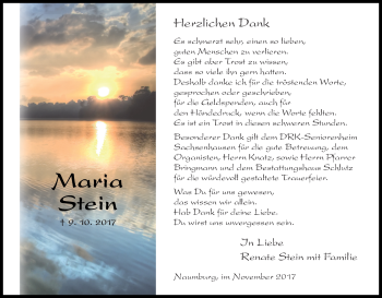 Traueranzeige von Maria Stein von Waldeckische Landeszeitung