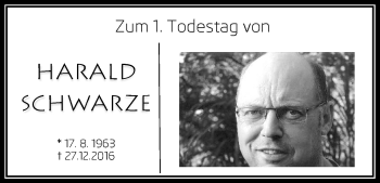 Traueranzeige von Harald Schwarze von Waldeckische Landeszeitung