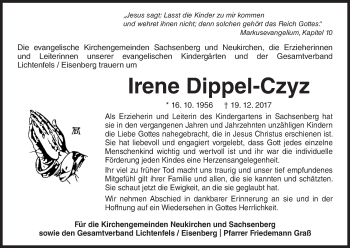 Traueranzeige von Irene Dippel-Czyz von Waldeckische Landeszeitung