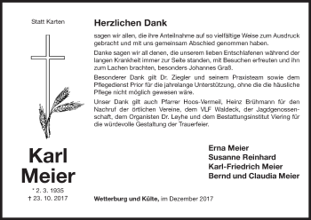 Traueranzeige von Karl Meier von Waldeckische Landeszeitung