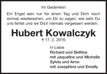Traueranzeige von Hubert Kowalczyk von Waldeckische Landeszeitung