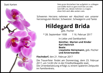 Traueranzeige von Hildegard Brida von Waldeckische Landeszeitung