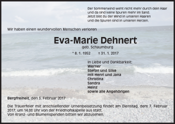 Traueranzeige von Eva-Marie Dehnert von Waldeckische Landeszeitung