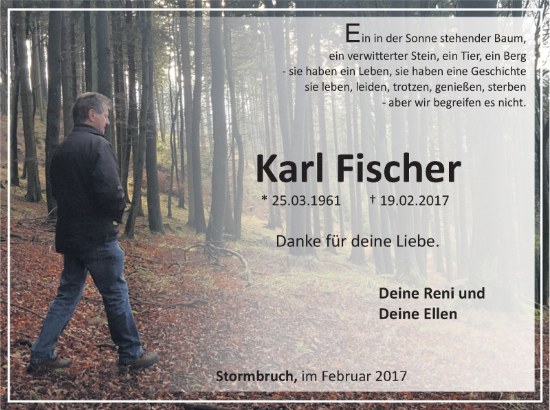  Traueranzeige für Karl Fischer vom 25.02.2017 aus Waldeckische Landeszeitung
