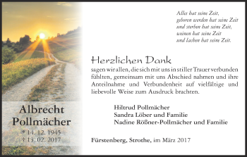 Traueranzeige von Albrecht Pollmächer von Waldeckische Landeszeitung