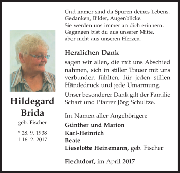 Traueranzeige von Hildegard Brida von Waldeckische Landeszeitung