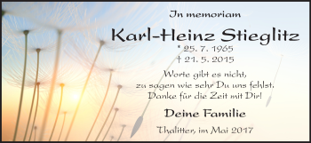 Traueranzeige von Karl-Heinz Stieglitz von Waldeckische Landeszeitung