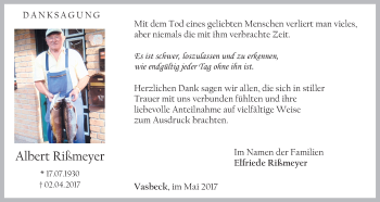 Traueranzeige von Albert Rißmeyer von Waldeckische Landeszeitung