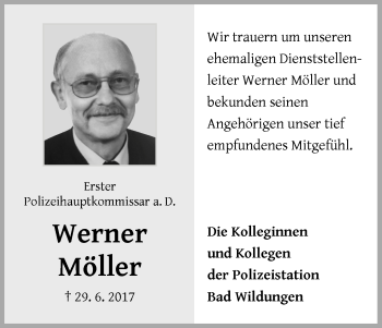 Traueranzeige von Werner Möller von Waldeckische Landeszeitung