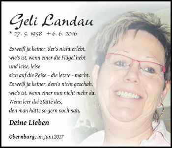 Traueranzeige von Geli Landau von Waldeckische Landeszeitung