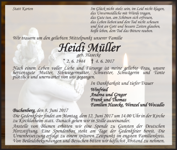 Traueranzeige von Heidi Müller von Waldeckische Landeszeitung