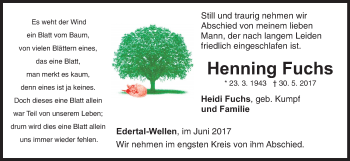 Traueranzeige von Henning Fuchs von Waldeckische Landeszeitung