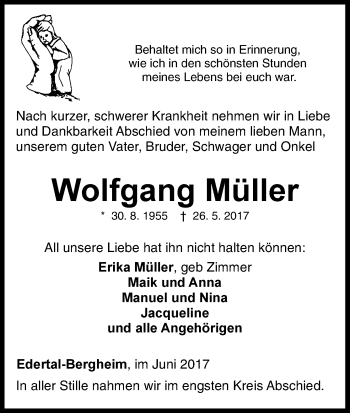 Traueranzeige von Wolfgang Müller von Waldeckische Landeszeitung