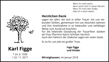 Traueranzeige von Karl Figge von Waldeckische Landeszeitung