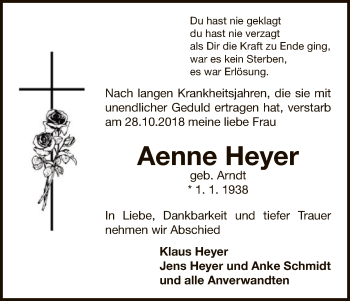 Traueranzeige von Aenne Heyer von WLZ