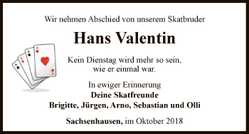 Traueranzeige von Hans Valentin von WLZ
