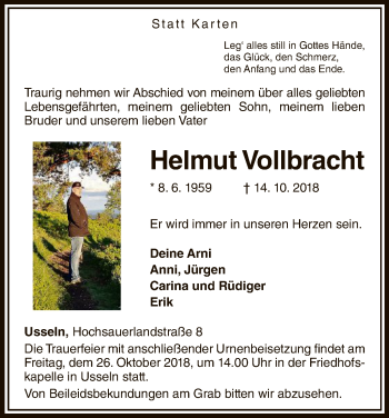 Traueranzeige von Helmut Vollbracht von WLZ