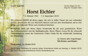 Traueranzeige von Horst Eichler von WLZ