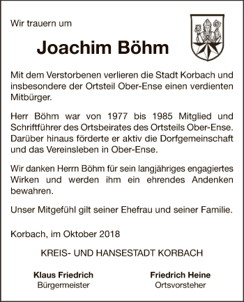 Traueranzeige von Joachim Böhm von WLZ