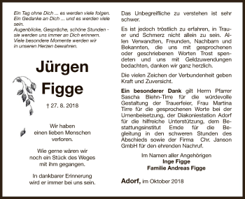 Traueranzeige von Jürgen Figge von WLZ