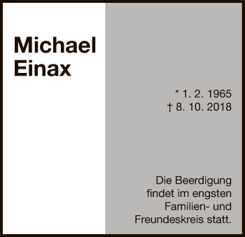 Traueranzeige von Michael Einax von WLZ