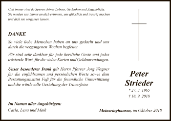 Traueranzeige von Peter Strieder von WLZ