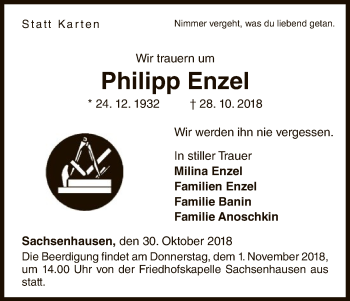 Traueranzeige von Philipp Enzel von WLZ