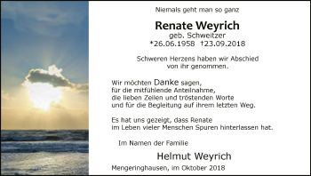 Traueranzeige von Renate Weyrich von WLZ