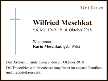 Traueranzeige von Wilfried Meschkat von WLZ