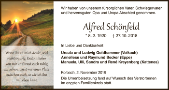 Traueranzeige von Alfred Schönfeld von WLZ