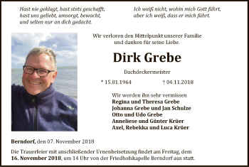 Traueranzeige von Dirk Grebe von WLZ