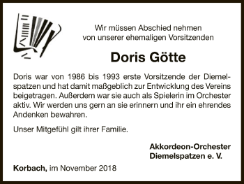 Traueranzeige von Doris Götte von WLZ